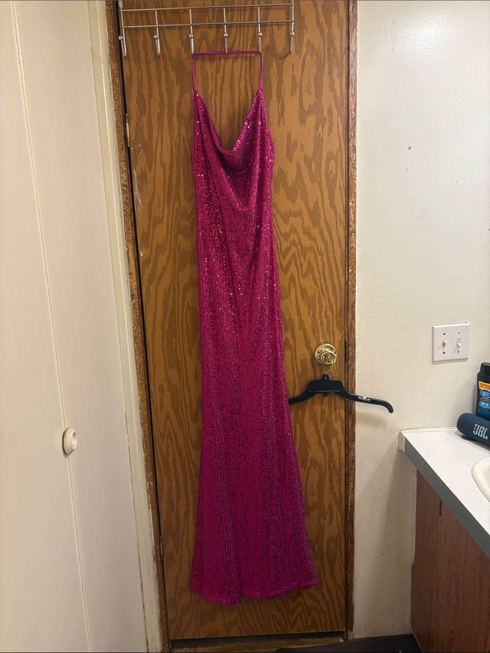 Elegant Sequin Slip Dress in Fuchsia